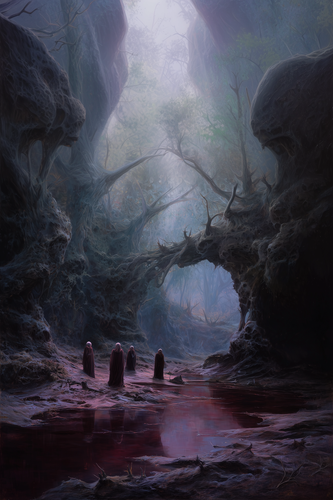 The Forgotten Wilds of Auremn where the Crones of Lingering Fear walk without urgency as the landscape sustains anxiety and psychological collapse